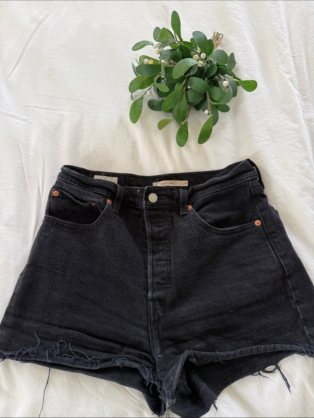 Levi’s Black High-Waist Denim Shorts